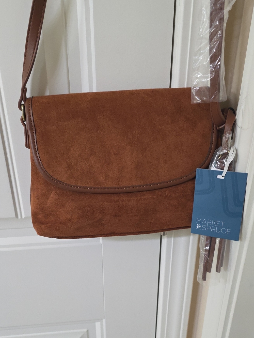 Market & Spruce Chestnut Suede Messenger Bag